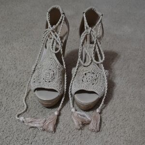 Moda Spana Cream Woven Wedges